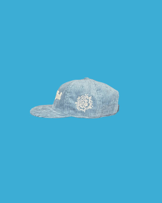 "Beautiful." Slate Blue Corduroy Cap