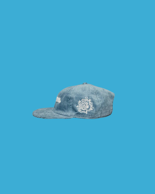 "Unique." Slate Blue Corduroy Cap